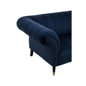 Siena Midnight Blue Velvet Channel Tufted 2 Seater Sofa – back view
