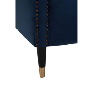 Siena Midnight Blue Velvet Channel Tufted 2 Seater Sofa – angle view
