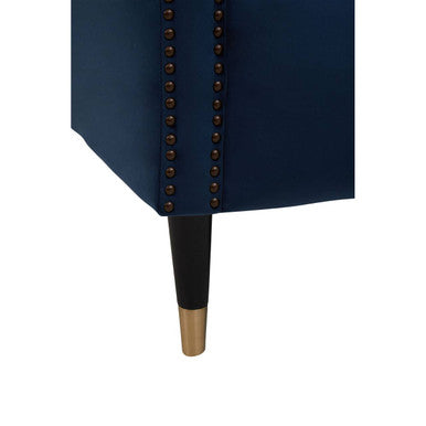 Siena Midnight Blue Velvet Channel Tufted 2 Seater Sofa – angle view