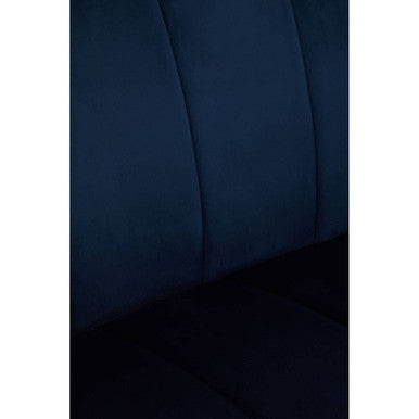 Siena Midnight Blue Velvet Channel Tufted 2 Seater Sofa – side view 2