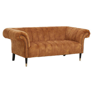 Siena Gold Velvet Channel Tufted 2 Seater Sofa – detail