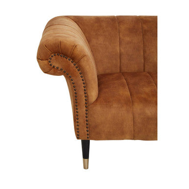 Siena Gold Velvet Channel Tufted 2 Seater Sofa – back view