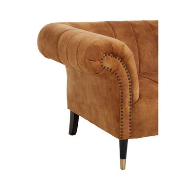 Siena Gold Velvet Channel Tufted 2 Seater Sofa – angle view