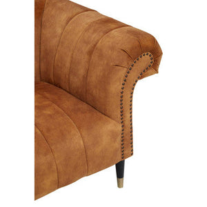 Siena Gold Velvet Channel Tufted 2 Seater Sofa – side view 2