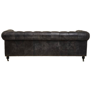 Hoxton Antique Black Leather 3 Seater Chesterfield Sofa – dimensions
