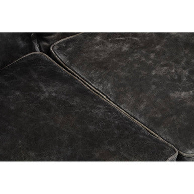 Hoxton Antique Black Leather 3 Seater Chesterfield Sofa – back view