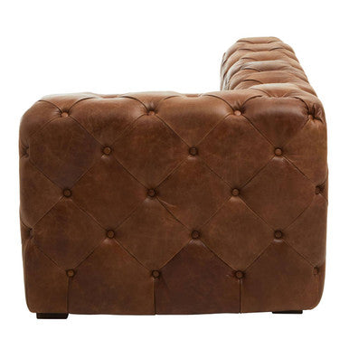 Hoxton Brown Leather Right Arm Modern Chesterfield Modular Sofa – in room setting