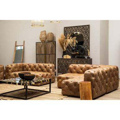 Hoxton Tufted Leather Left Arm Sofa