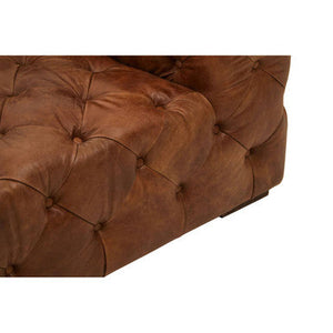 Hoxton Brown Leather Right Arm Modern Chesterfield Modular Sofa – back view