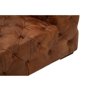 Hoxton Brown Leather Right Arm Modern Chesterfield Modular Sofa – back view