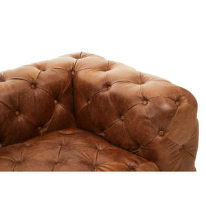 Hoxton Brown Leather Right Arm Modern Chesterfield Modular Sofa – side view 2
