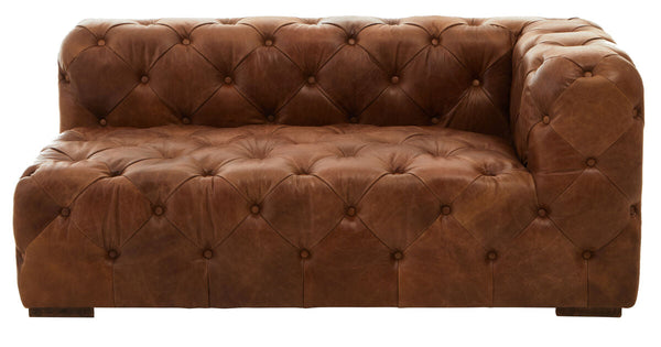 Hoxton Brown Leather Right Arm Modern Chesterfield Modular Sofa – side view