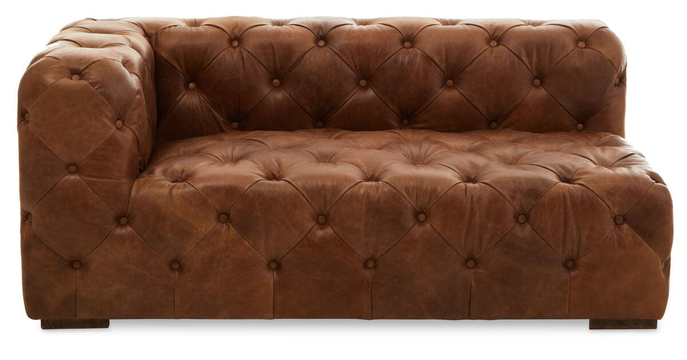 Hoxton Brown Leather Left Arm Modern Chesterfield Modular Sofa