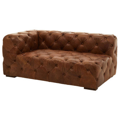 Hoxton Brown Leather Left Arm Modern Chesterfield Modular Sofa