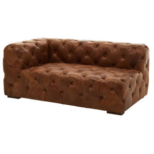 Hoxton Brown Leather Left Arm Modern Chesterfield Modular Sofa