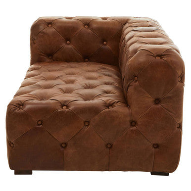 Hoxton Brown Leather Left Arm Modern Chesterfield Modular Sofa – detail