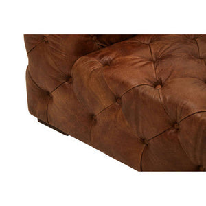 Hoxton Brown Leather Left Arm Modern Chesterfield Modular Sofa – back view