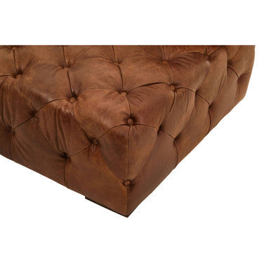 Hoxton Brown Leather Left Arm Modern Chesterfield Modular Sofa – angle view