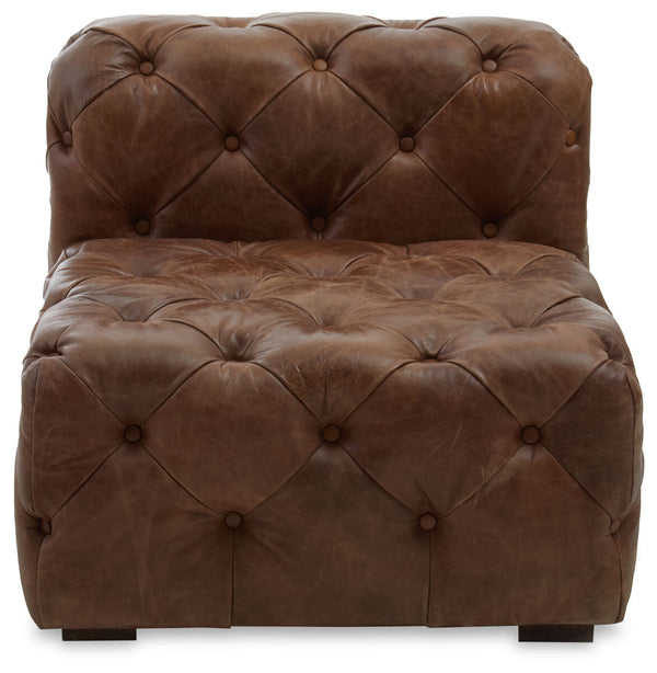 Hoxton Brown Leather Modern Chesterfield Modular Sofa Chair – side view