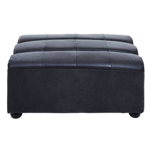 King Distressed Slate Leather Ottoman