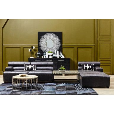 King Distressed Slate Leather Ottoman