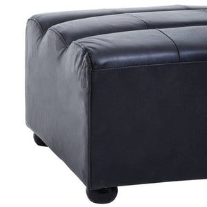 King Antique Black Leather Modular Ottoman – side view 2