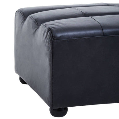 King Antique Black Leather Modular Ottoman – side view 2