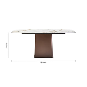 Imperia White Ceramic Marble Effect Rectangular Dining Table – back view
