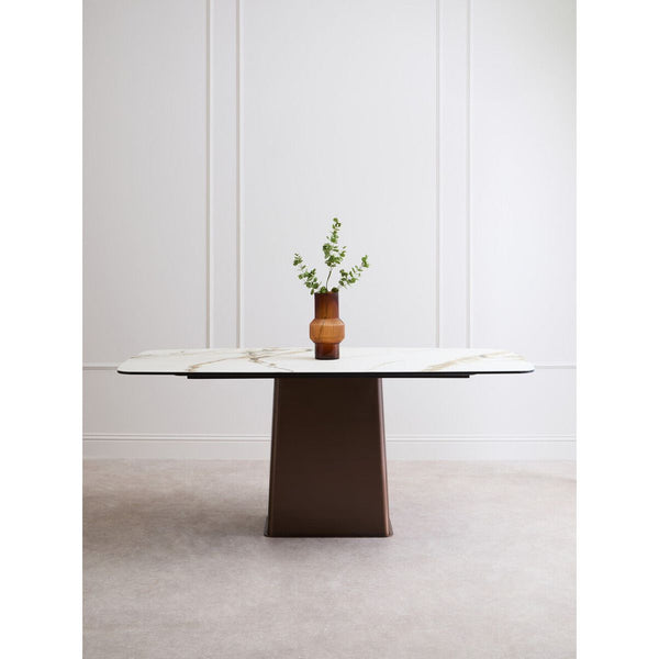 Imperia White Ceramic Marble Effect Rectangular Dining Table