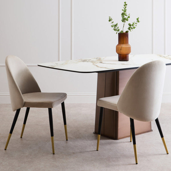 Imperia White Ceramic Marble Effect Rectangular Dining Table – detail