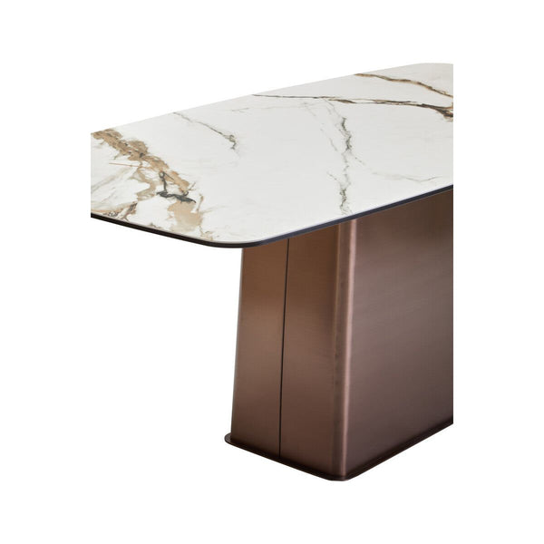 Imperia White Ceramic Marble Effect Rectangular Dining Table