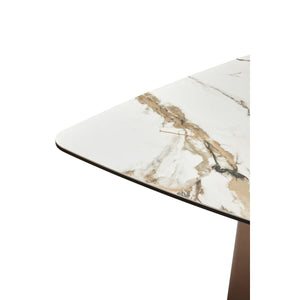 Imperia White Ceramic Marble Effect Rectangular Dining Table