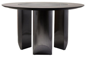 Imperia Black Veneer Round Dining Table with Ceramic Lazy Susan – side view
