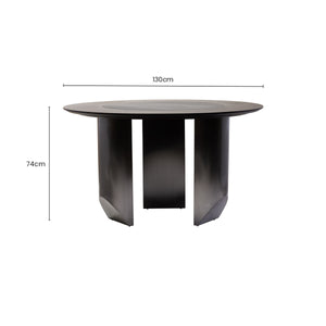 Imperia Black Veneer Round Dining Table with Ceramic Lazy Susan – back view