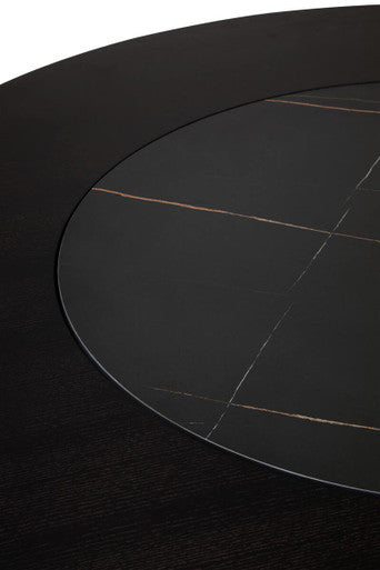 Imperia Black Veneer Round Dining Table with Ceramic Lazy Susan – dimensions