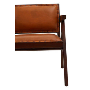Inca Tan Leather and Teak Wood Chair – side view 2