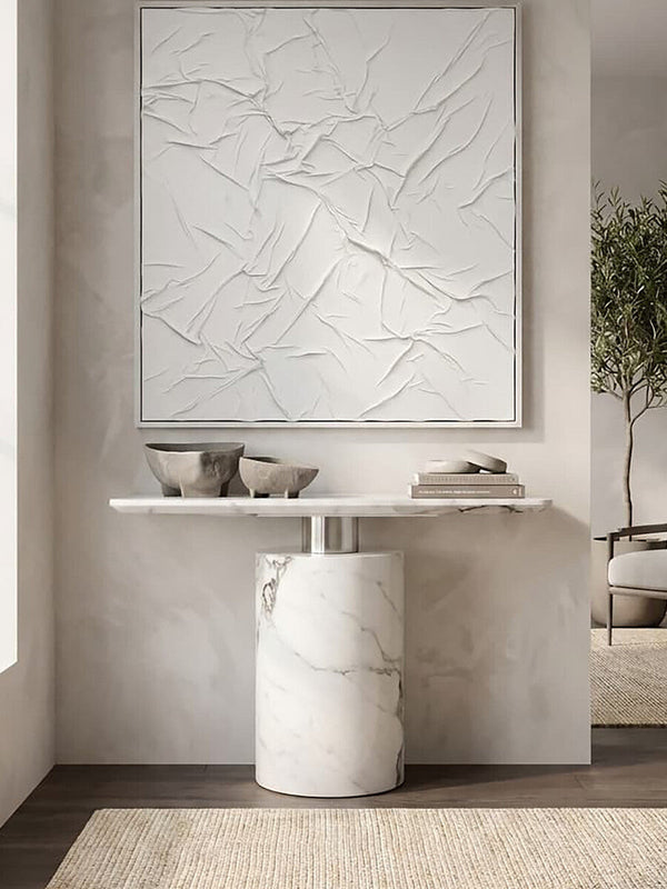 Sesto White Marble Console Table – in room setting 2