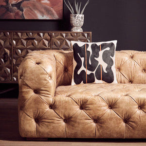 Hoxton Brown Leather 3 Seater Modern Chesterfield Sofa – side view