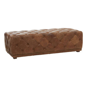 Hoxton Brown Leather Rectangular Chesterfield Ottoman – detail