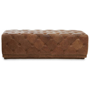 Hoxton Brown Leather Rectangular Chesterfield Ottoman