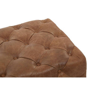Hoxton Brown Leather Rectangular Chesterfield Ottoman – back view