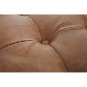 Hoxton Brown Leather Rectangular Chesterfield Ottoman – side view 2