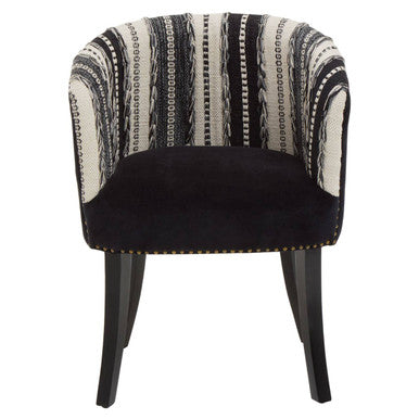 Cefena Black and White Chair with Stud Detail