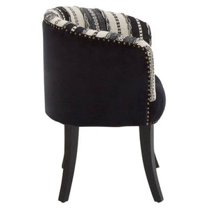 Cefena Black and White Chair with Stud Detail – in room setting