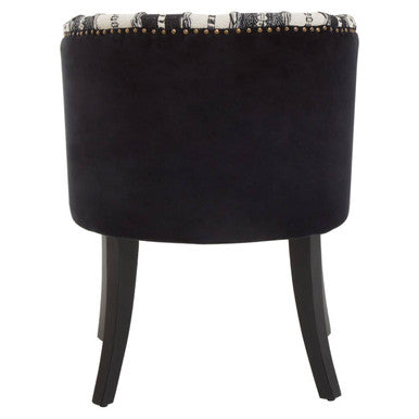 Cefena Black and White Chair with Stud Detail – dimensions