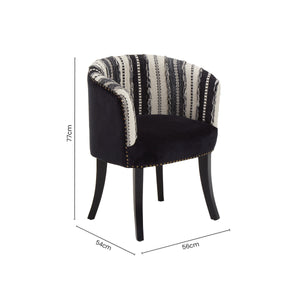 Cefena Black and White Chair with Stud Detail – dimensions 2