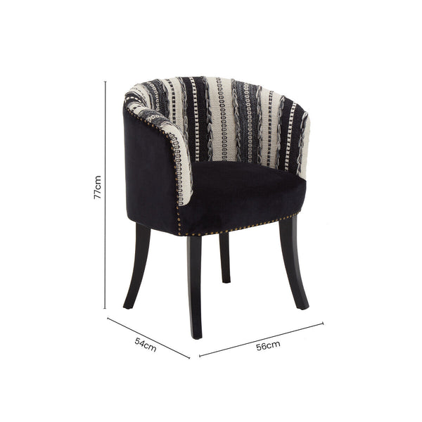 Cefena Black and White Chair with Stud Detail – dimensions 2