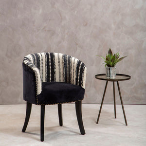 Cefena Black and White Chair with Stud Detail – detail