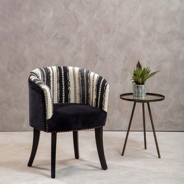 Cefena Black and White Chair with Stud Detail – detail