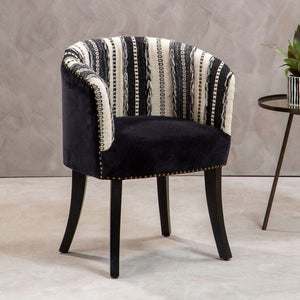 Cefena Black and White Chair with Stud Detail